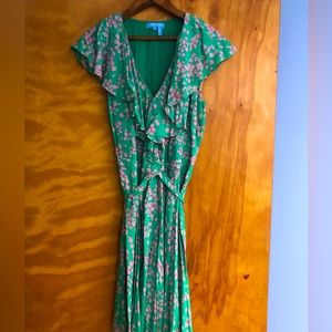 Spring green wraparound dress